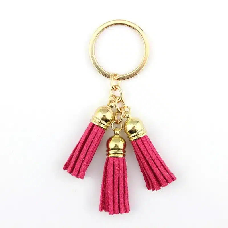2016 New Fashion Women Casual Triple Leather Tassels Women Keychain Bag Pendant Alloy Car Key Chain Ring Holder Trendy Jewelry 37