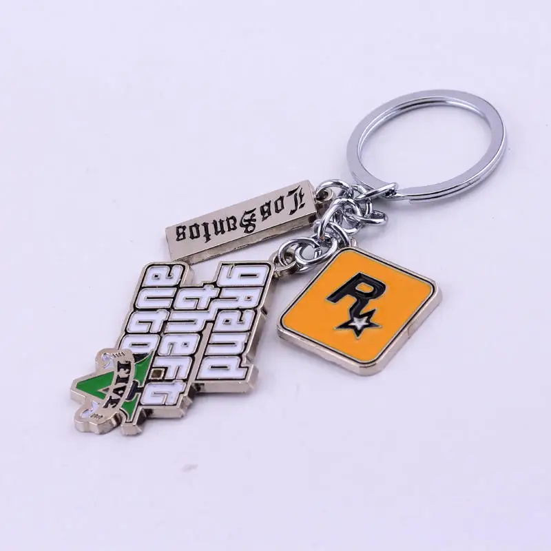 PS4 GTA 5 Game keychain Hot Sale ! Grand Theft Auto 5 Key Chain For Fans Xbox PC Rockstar Key Ring Holder 4.5cm Jewelry Llaveros 11