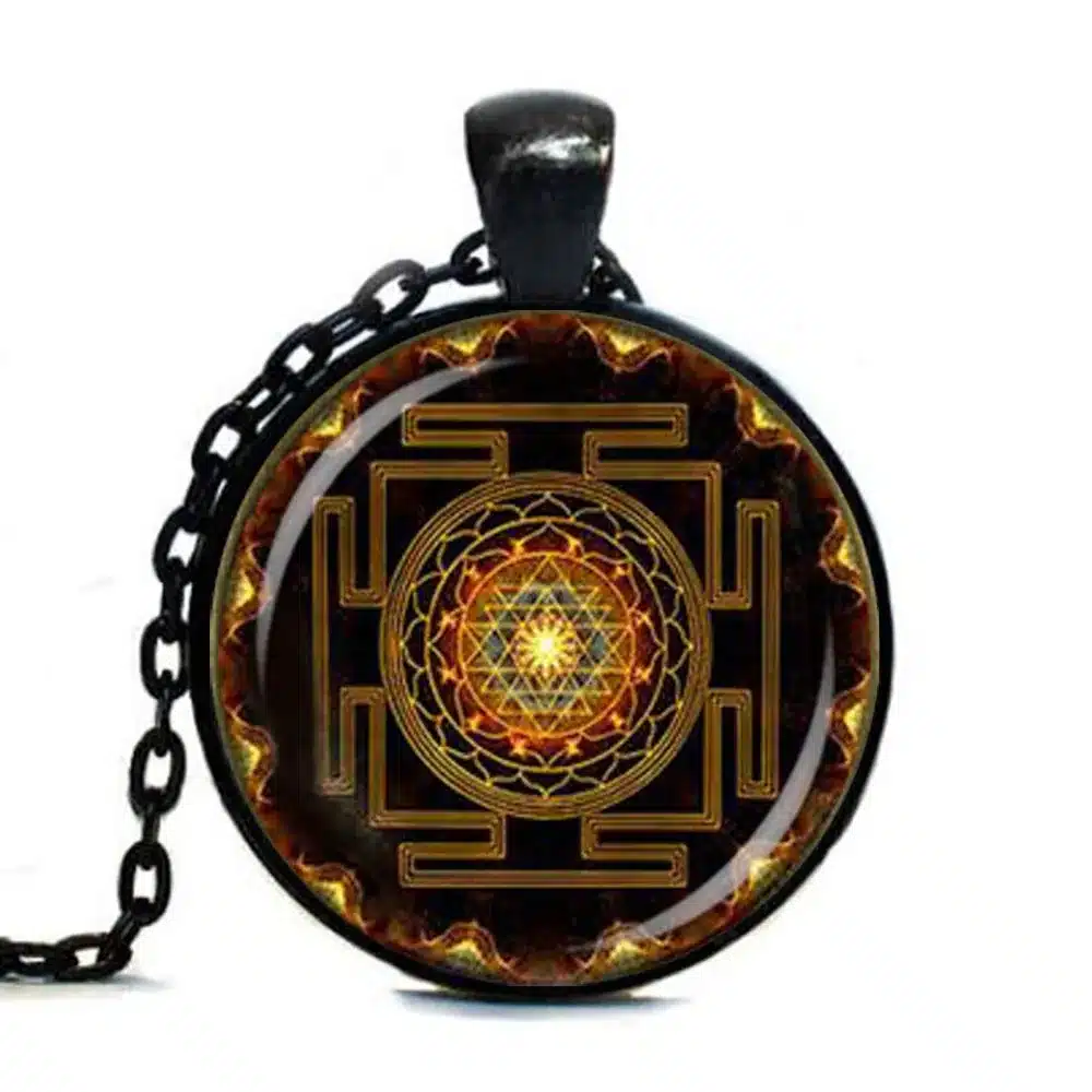 Steampunk Sri yantra mandala Glass Dome Pendant Necklace DIY Handmade Fashion Buddhist Sacred Geometry Jewelry Charm Trendy HZ1 3