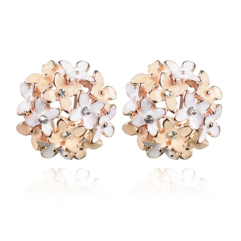 Stud Earrings for Women Female 2017 Boucle d'oreille Crystal Flower Clover Earring Gold Bijoux Jewelry Brincos Mujer 15