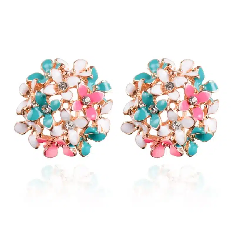 Stud Earrings for Women Female 2017 Boucle d'oreille Crystal Flower Clover Earring Gold Bijoux Jewelry Brincos Mujer 16