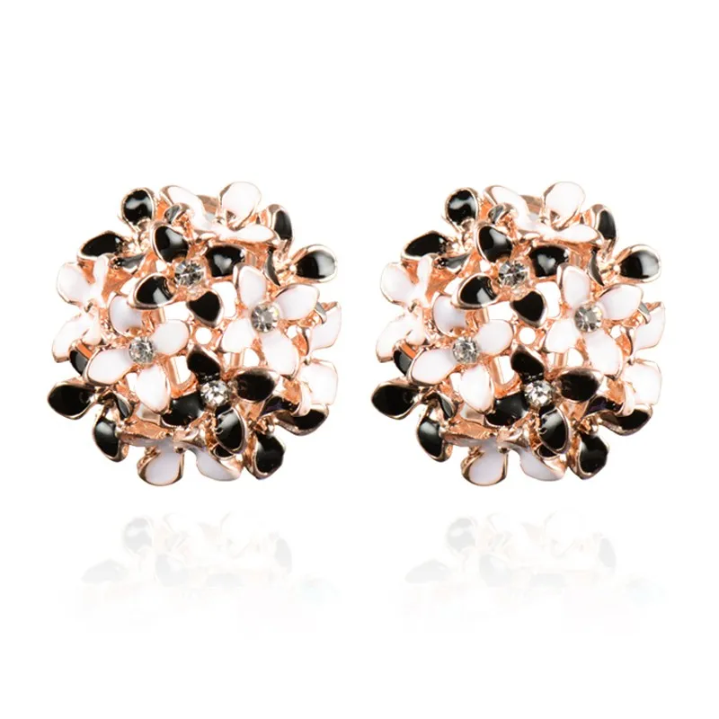 Stud Earrings for Women Female 2017 Boucle d'oreille Crystal Flower Clover Earring Gold Bijoux Jewelry Brincos Mujer 17