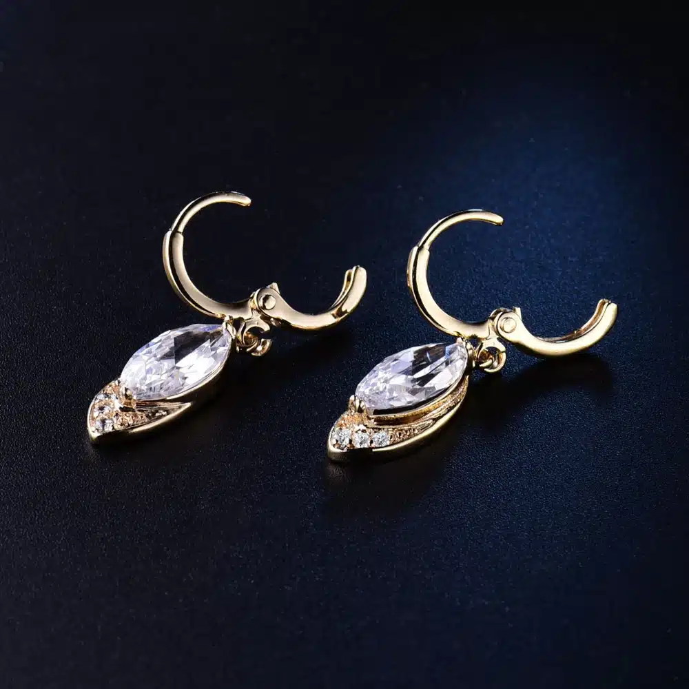 XIAGAO Trendy Long Oval Drop Earrings for Women Gold-color Dangle Piercing Earring Pink CZ Zircon Crystal Wedding Jewelry 19
