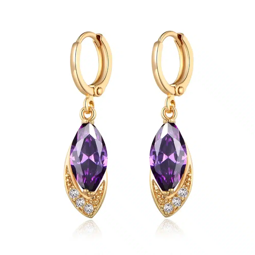 XIAGAO Trendy Long Oval Drop Earrings for Women Gold-color Dangle Piercing Earring Pink CZ Zircon Crystal Wedding Jewelry 21