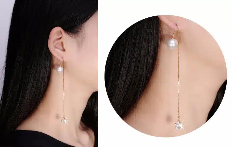 ORSA JEWELS New Water Drop Shape Austrian Crystal Long Stud Earrings with big Pearl Elegant Gold-color Jewelry for Women OME27 32