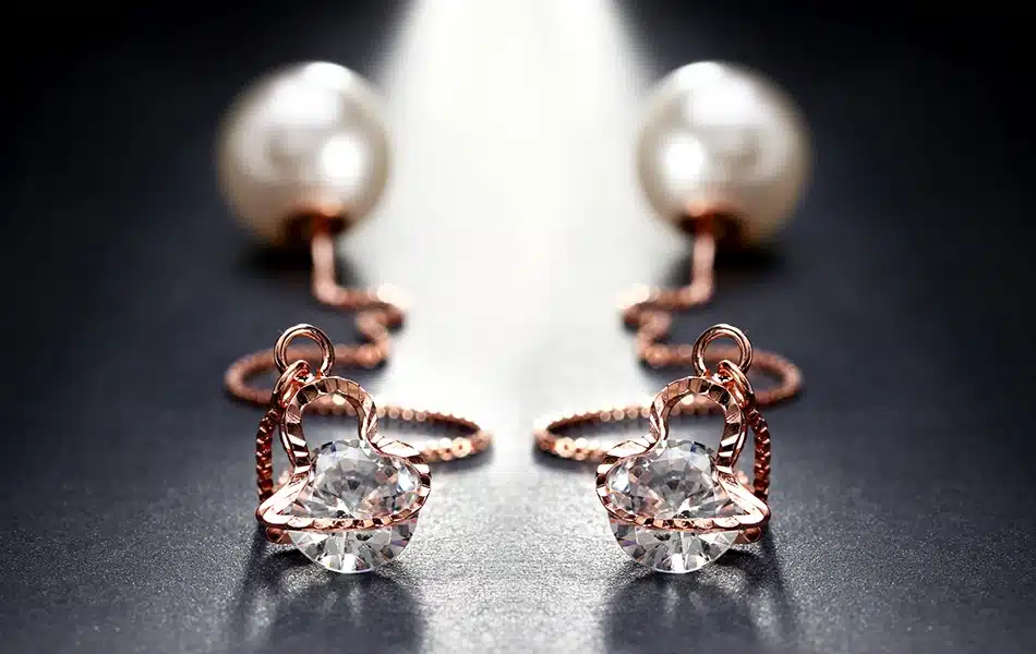 ORSA JEWELS New Water Drop Shape Austrian Crystal Long Stud Earrings with big Pearl Elegant Gold-color Jewelry for Women OME27 43