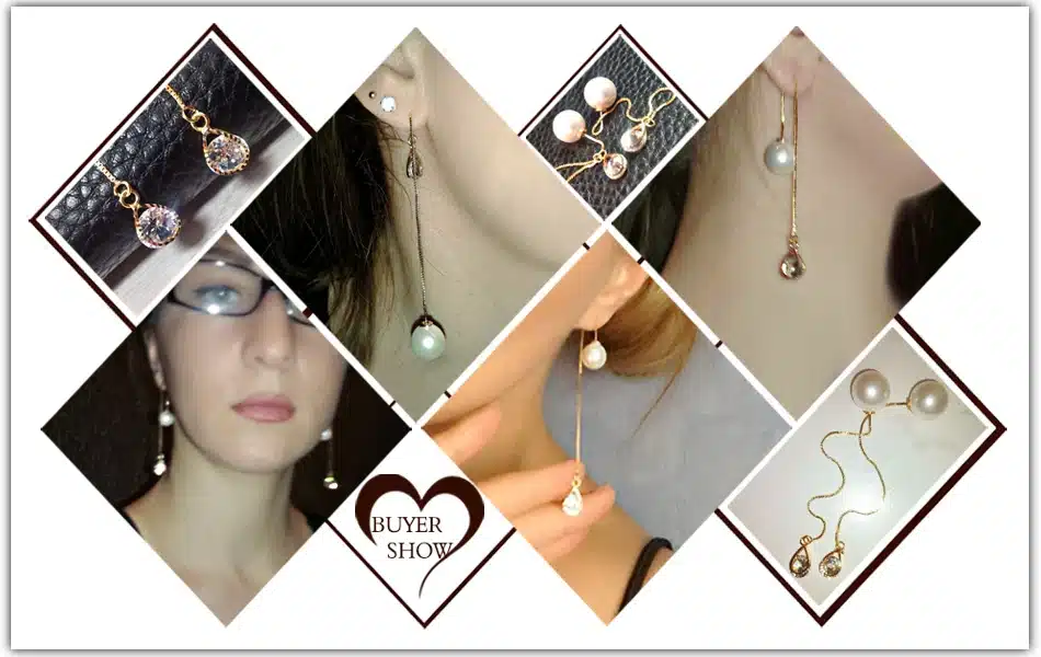 ORSA JEWELS New Water Drop Shape Austrian Crystal Long Stud Earrings with big Pearl Elegant Gold-color Jewelry for Women OME27 51