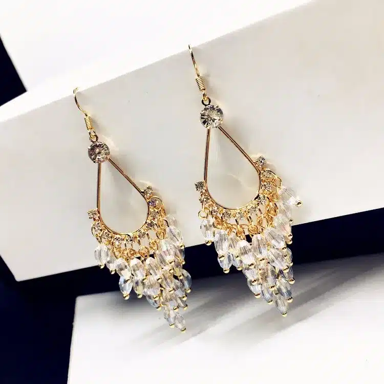 2017 new statement crystal beads long earrings for women bijoux elegant ethnic jewelry trendy all match 24
