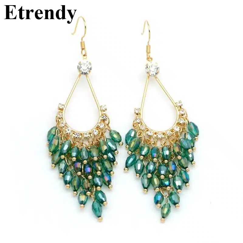 2017 new statement crystal beads long earrings for women bijoux elegant ethnic jewelry trendy all match 30