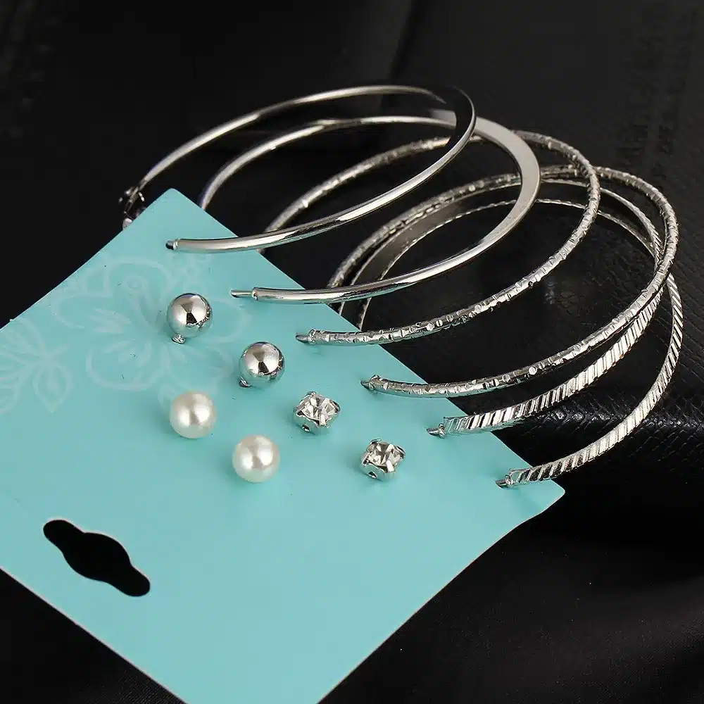 IF YOU 6 Pairs/Set Fashion Gold Color Silver Color Punk Crystal Stud Earrings Set For Women 2017 NEW Brinco Costume Jewelry 44