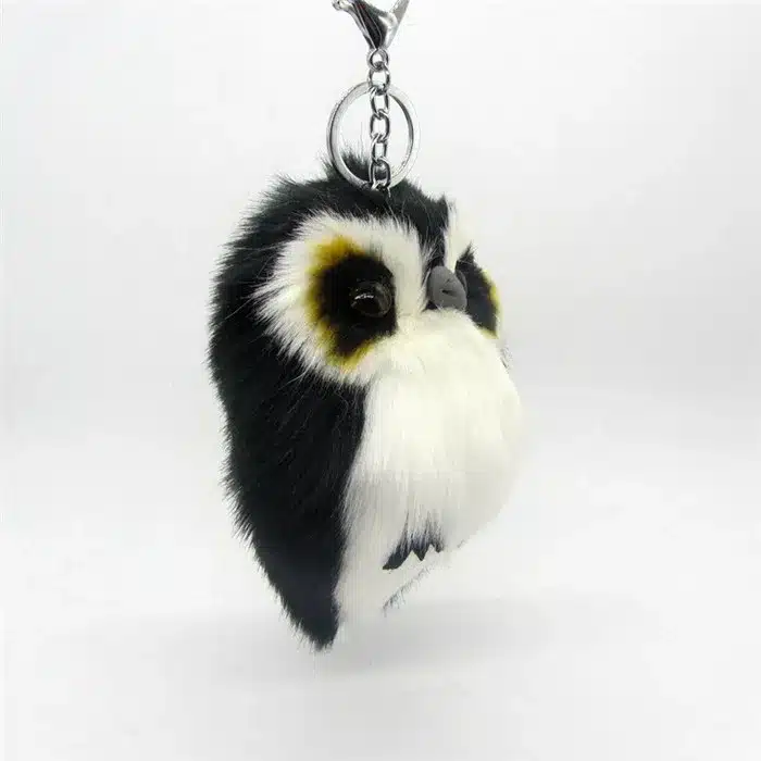 Cute Fluffy Owl Fur Pom Pom Key Chains Ring Woman Fuax Rabbit Fur Owl Bag Charms Keychain Man Car Keyring Jewelry Trinkets Gift 3