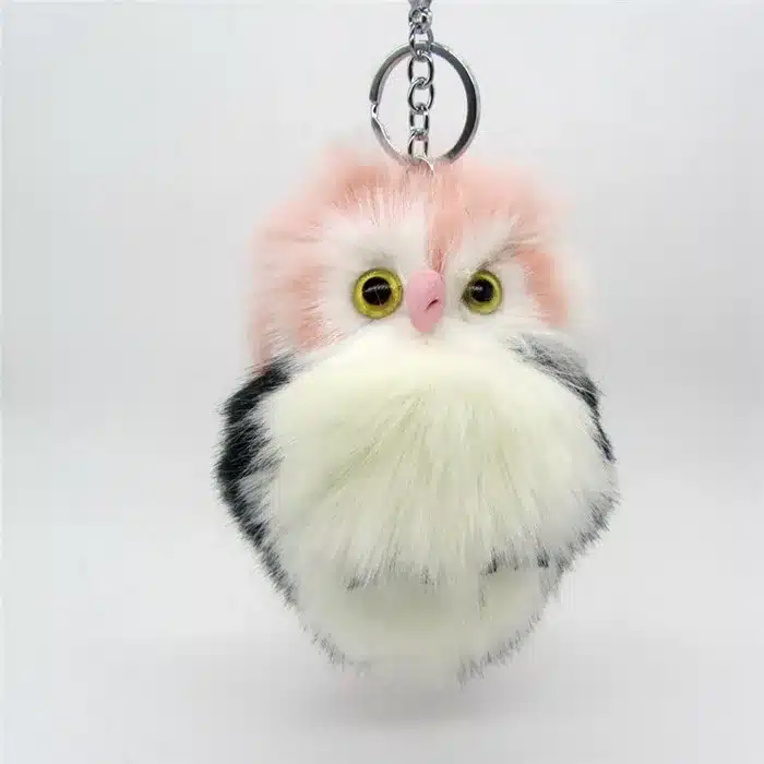 Cute Fluffy Owl Fur Pom Pom Key Chains Ring Woman Fuax Rabbit Fur Owl Bag Charms Keychain Man Car Keyring Jewelry Trinkets Gift 4