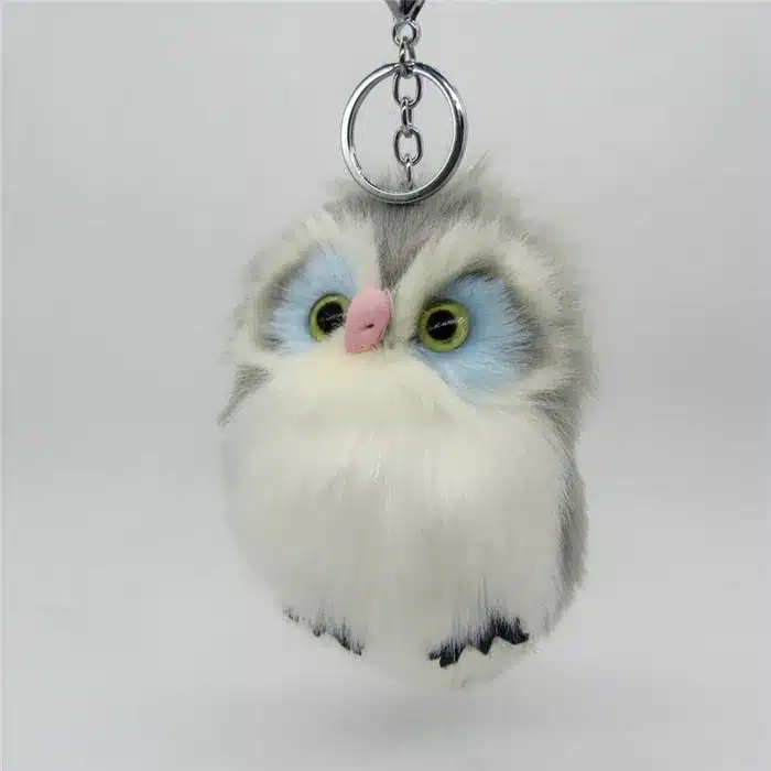 Cute Fluffy Owl Fur Pom Pom Key Chains Ring Woman Fuax Rabbit Fur Owl Bag Charms Keychain Man Car Keyring Jewelry Trinkets Gift 6
