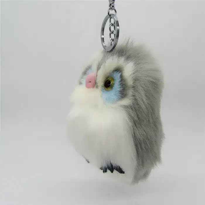 Cute Fluffy Owl Fur Pom Pom Key Chains Ring Woman Fuax Rabbit Fur Owl Bag Charms Keychain Man Car Keyring Jewelry Trinkets Gift 7