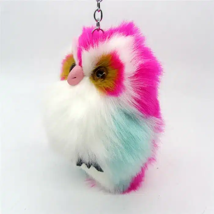 Cute Fluffy Owl Fur Pom Pom Key Chains Ring Woman Fuax Rabbit Fur Owl Bag Charms Keychain Man Car Keyring Jewelry Trinkets Gift 9