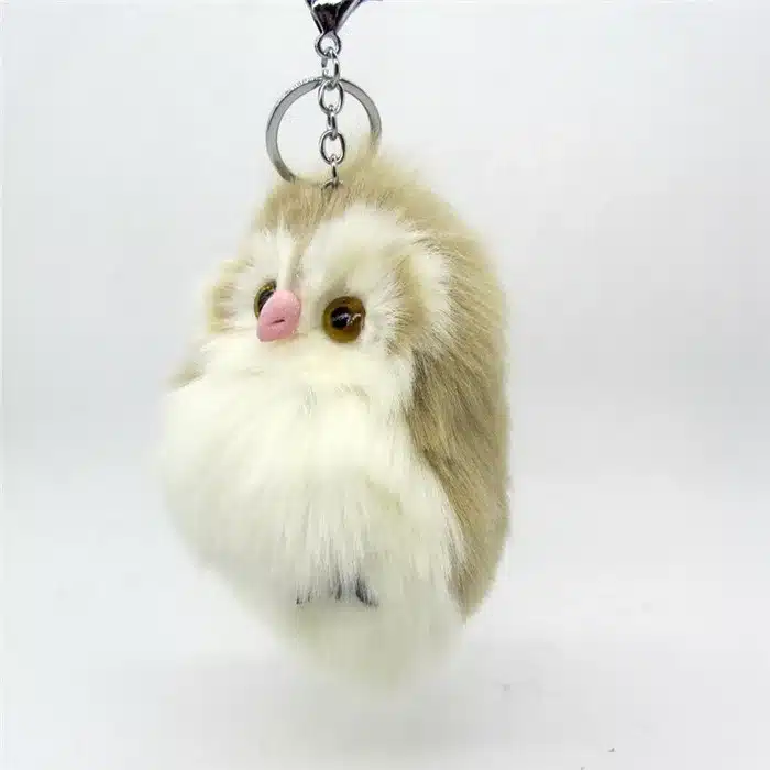 Cute Fluffy Owl Fur Pom Pom Key Chains Ring Woman Fuax Rabbit Fur Owl Bag Charms Keychain Man Car Keyring Jewelry Trinkets Gift 13
