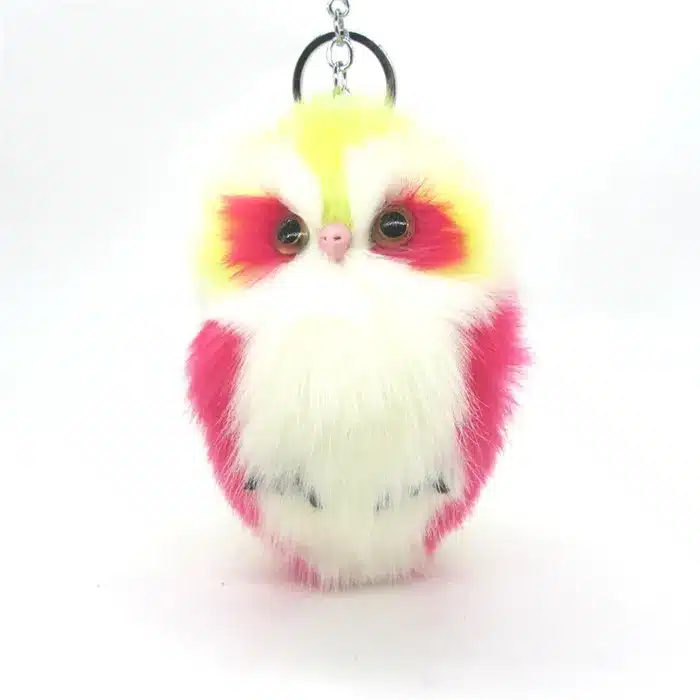 Cute Fluffy Owl Fur Pom Pom Key Chains Ring Woman Fuax Rabbit Fur Owl Bag Charms Keychain Man Car Keyring Jewelry Trinkets Gift 16