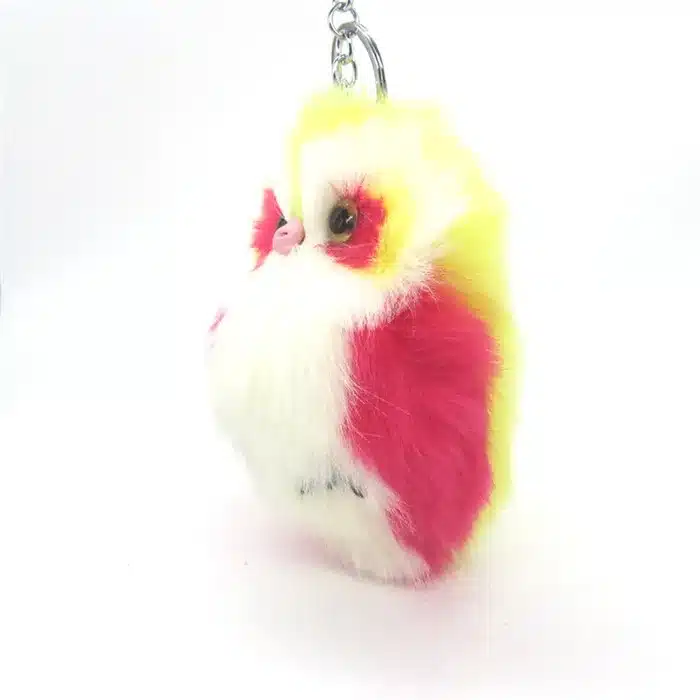 Cute Fluffy Owl Fur Pom Pom Key Chains Ring Woman Fuax Rabbit Fur Owl Bag Charms Keychain Man Car Keyring Jewelry Trinkets Gift 17