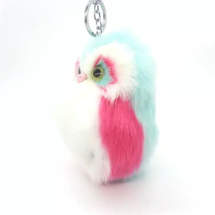 Cute Fluffy Owl Fur Pom Pom Key Chains Ring Woman Fuax Rabbit Fur Owl Bag Charms Keychain Man Car Keyring Jewelry Trinkets Gift 19