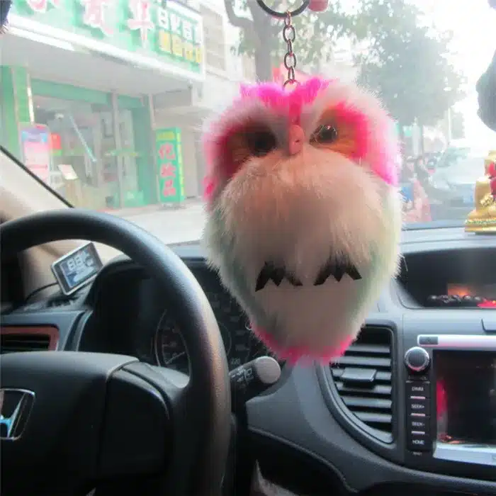 Cute Fluffy Owl Fur Pom Pom Key Chains Ring Woman Fuax Rabbit Fur Owl Bag Charms Keychain Man Car Keyring Jewelry Trinkets Gift 21