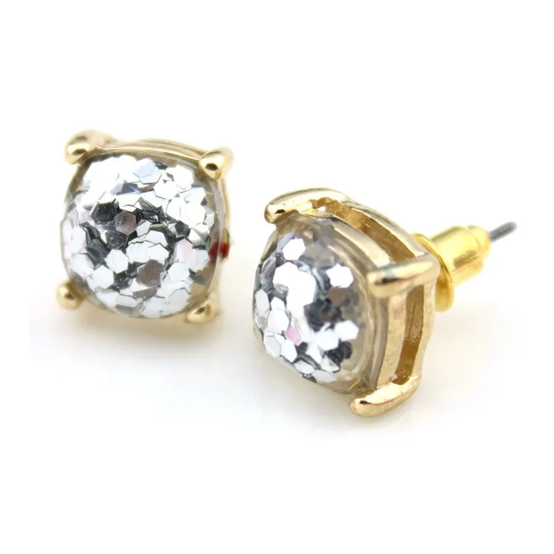 Wholeasle Kate Small Square Opal Glitter Stud Earrings Gold Women Fashion Jewelry 2016 Earrings 14 Option 10*10 MM 21