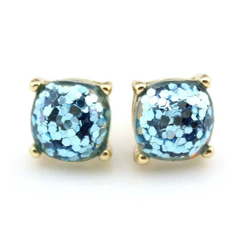 Wholeasle Kate Small Square Opal Glitter Stud Earrings Gold Women Fashion Jewelry 2016 Earrings 14 Option 10*10 MM 22