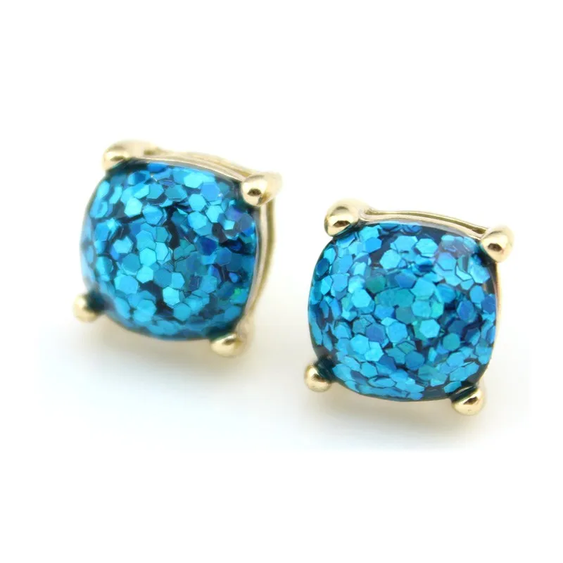 Wholeasle Kate Small Square Opal Glitter Stud Earrings Gold Women Fashion Jewelry 2016 Earrings 14 Option 10*10 MM 23