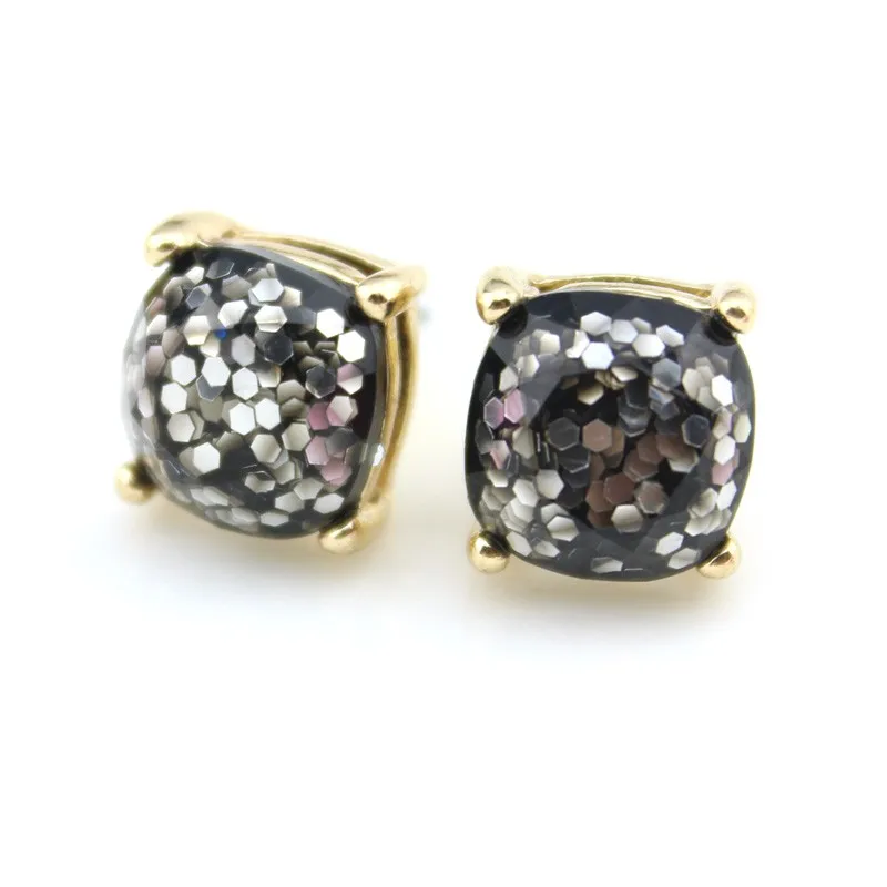 Wholeasle Kate Small Square Opal Glitter Stud Earrings Gold Women Fashion Jewelry 2016 Earrings 14 Option 10*10 MM 24