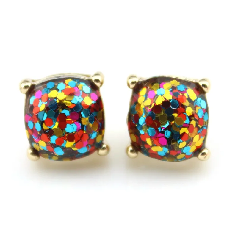 Wholeasle Kate Small Square Opal Glitter Stud Earrings Gold Women Fashion Jewelry 2016 Earrings 14 Option 10*10 MM 27