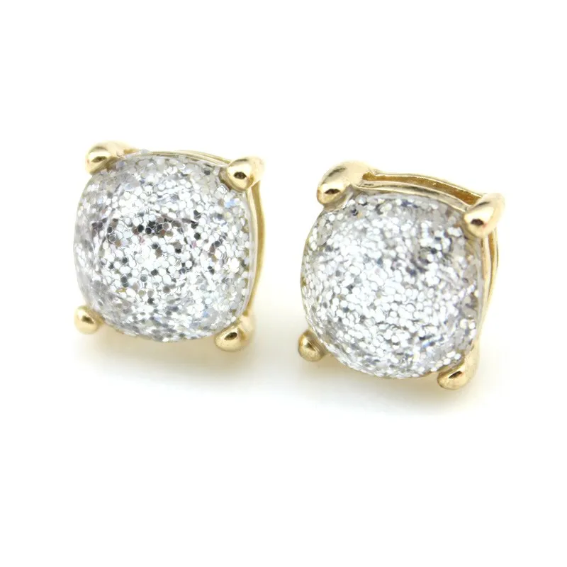 Wholeasle Kate Small Square Opal Glitter Stud Earrings Gold Women Fashion Jewelry 2016 Earrings 14 Option 10*10 MM 28