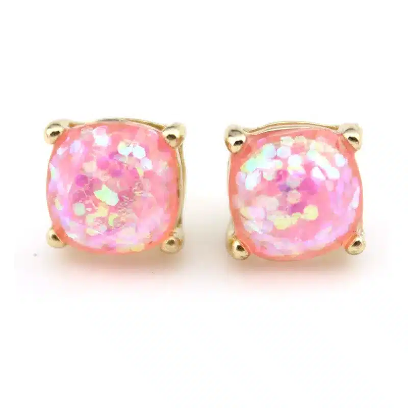 Wholeasle Kate Small Square Opal Glitter Stud Earrings Gold Women Fashion Jewelry 2016 Earrings 14 Option 10*10 MM 30