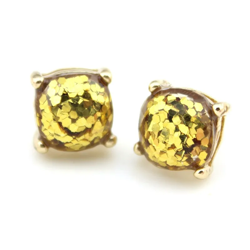 Wholeasle Kate Small Square Opal Glitter Stud Earrings Gold Women Fashion Jewelry 2016 Earrings 14 Option 10*10 MM 31