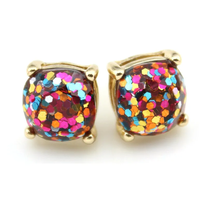 Wholeasle Kate Small Square Opal Glitter Stud Earrings Gold Women Fashion Jewelry 2016 Earrings 14 Option 10*10 MM 32