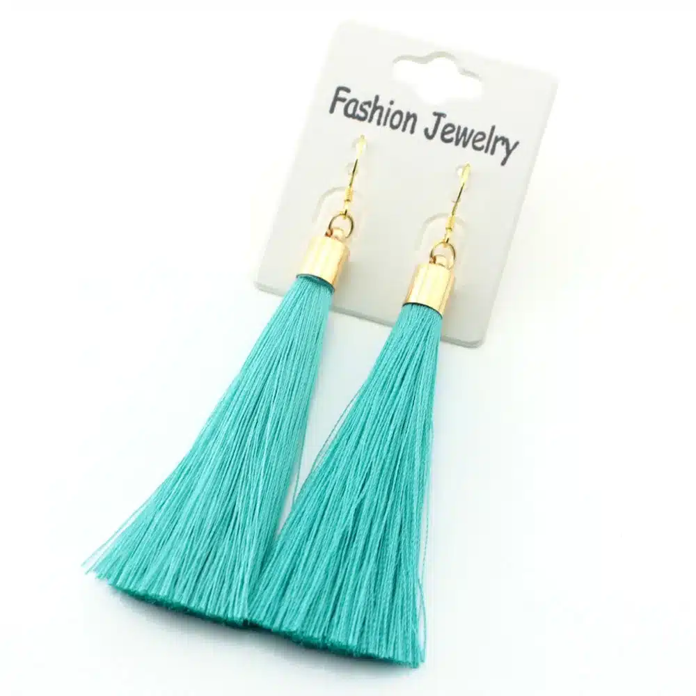 Gold Silver Earrings Silk Tassel Earrings Long Drop Earrings for Women Wedding Party Fashion Jewelry Earring for Girl 12
