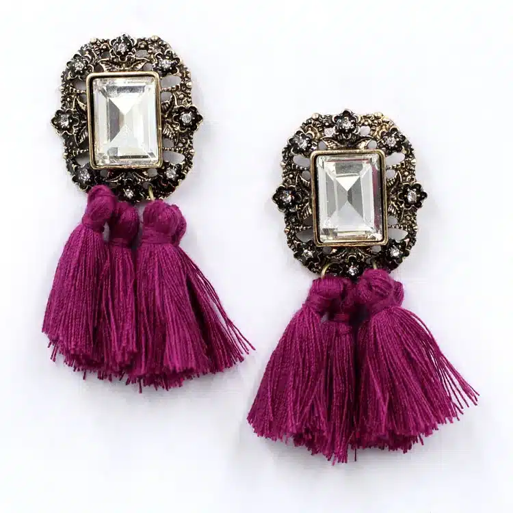 New 2017 fashion jewelry hot sale women crysta vintage tassel statement bib stud Earrings for women jewelry Factory Price 1