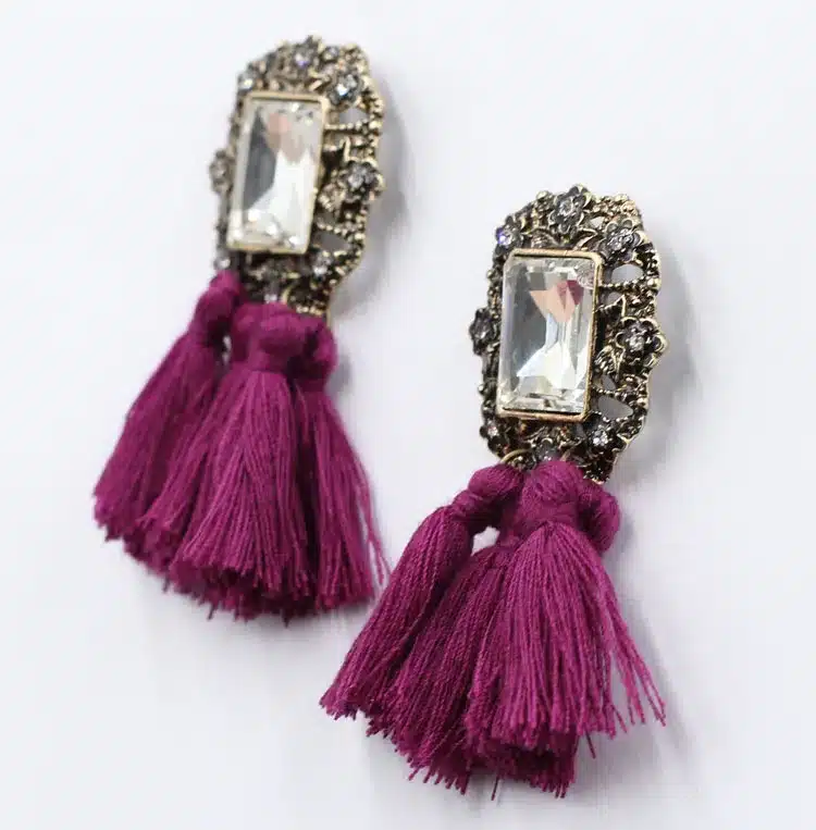 New 2017 fashion jewelry hot sale women crysta vintage tassel statement bib stud Earrings for women jewelry Factory Price 2