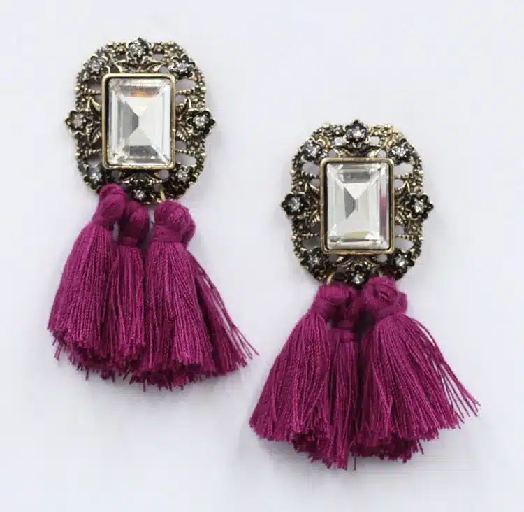 New 2017 fashion jewelry hot sale women crysta vintage tassel statement bib stud Earrings for women jewelry Factory Price 3