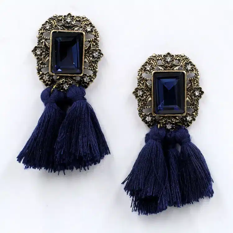 New 2017 fashion jewelry hot sale women crysta vintage tassel statement bib stud Earrings for women jewelry Factory Price 4