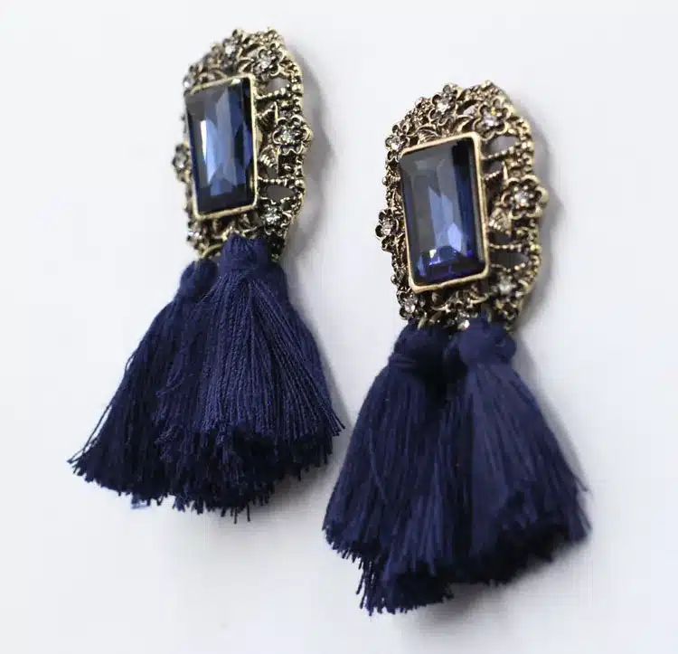 New 2017 fashion jewelry hot sale women crysta vintage tassel statement bib stud Earrings for women jewelry Factory Price 6