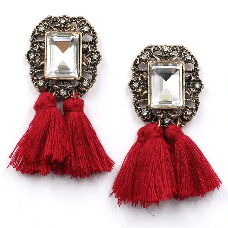 New 2017 fashion jewelry hot sale women crysta vintage tassel statement bib stud Earrings for women jewelry Factory Price 12