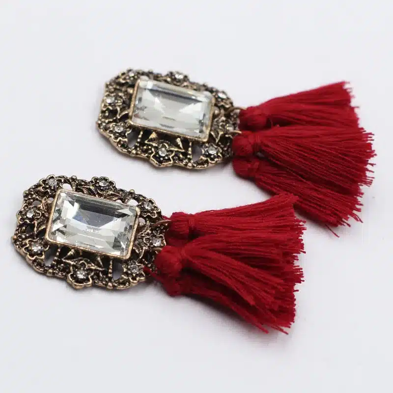 New 2017 fashion jewelry hot sale women crysta vintage tassel statement bib stud Earrings for women jewelry Factory Price 15