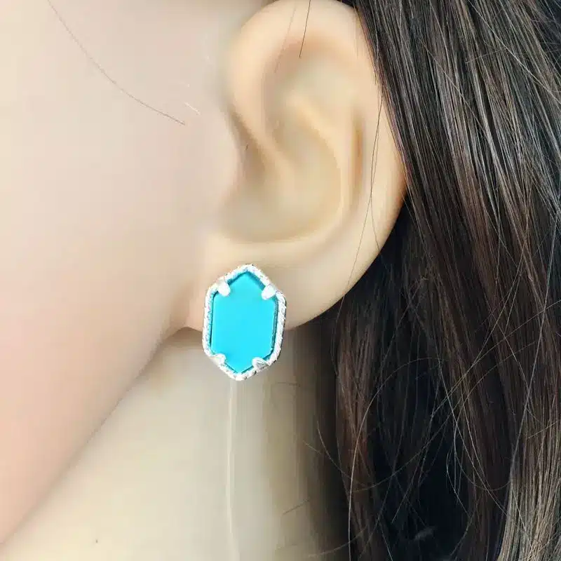 10 colours Drusy Luxury stud Earrings black druzy Geometry Earing silver plated fashion brand jewelry For women girls KS 16 10