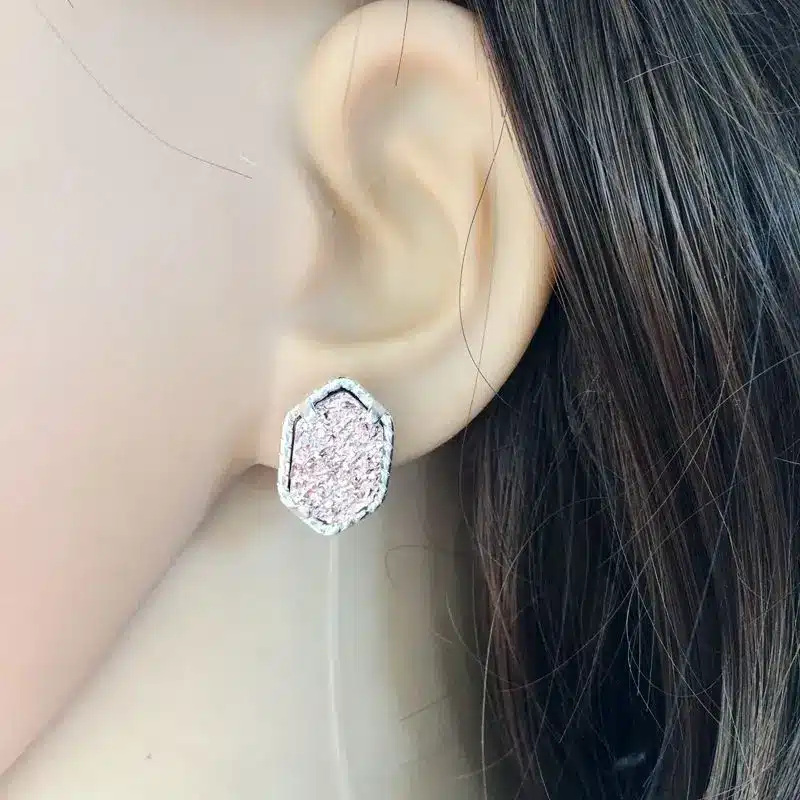 10 colours Drusy Luxury stud Earrings black druzy Geometry Earing silver plated fashion brand jewelry For women girls KS 16 18