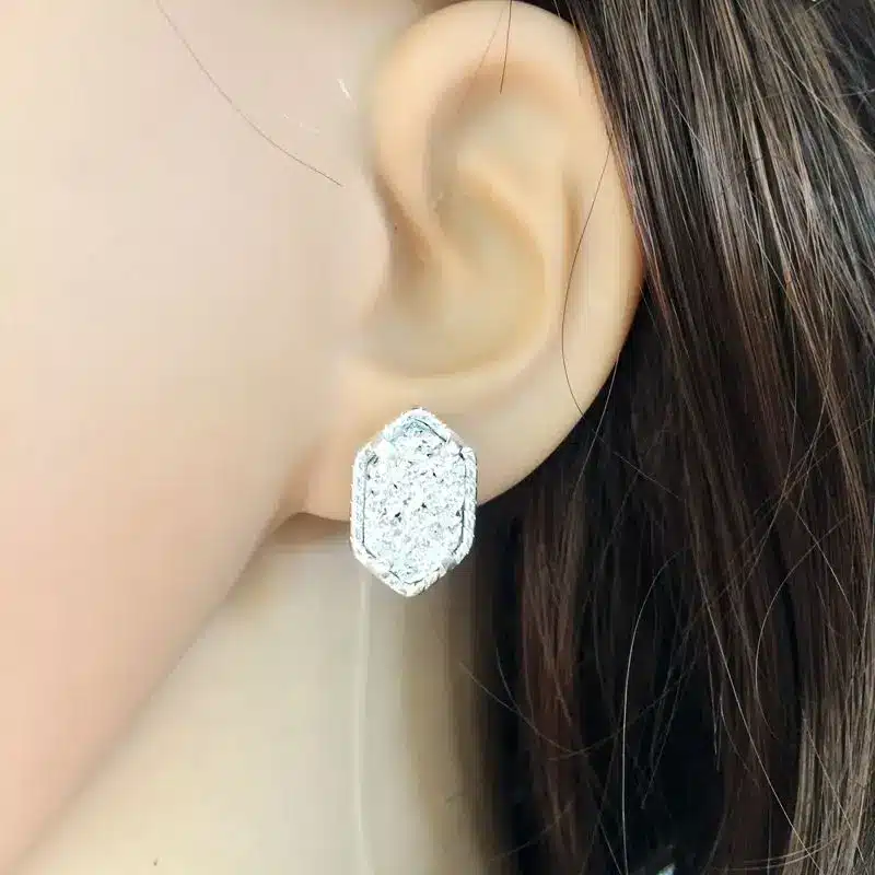 10 colours Drusy Luxury stud Earrings black druzy Geometry Earing silver plated fashion brand jewelry For women girls KS 16 19