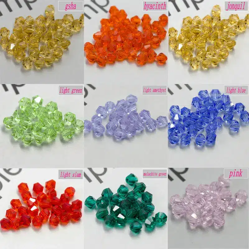Buy 1 and get 1 free 100pcs Colorful 4mm Bicone Crystal Beads Glass Beads Loose Spacer Beads bracelet Jewelry Making Accessories 12