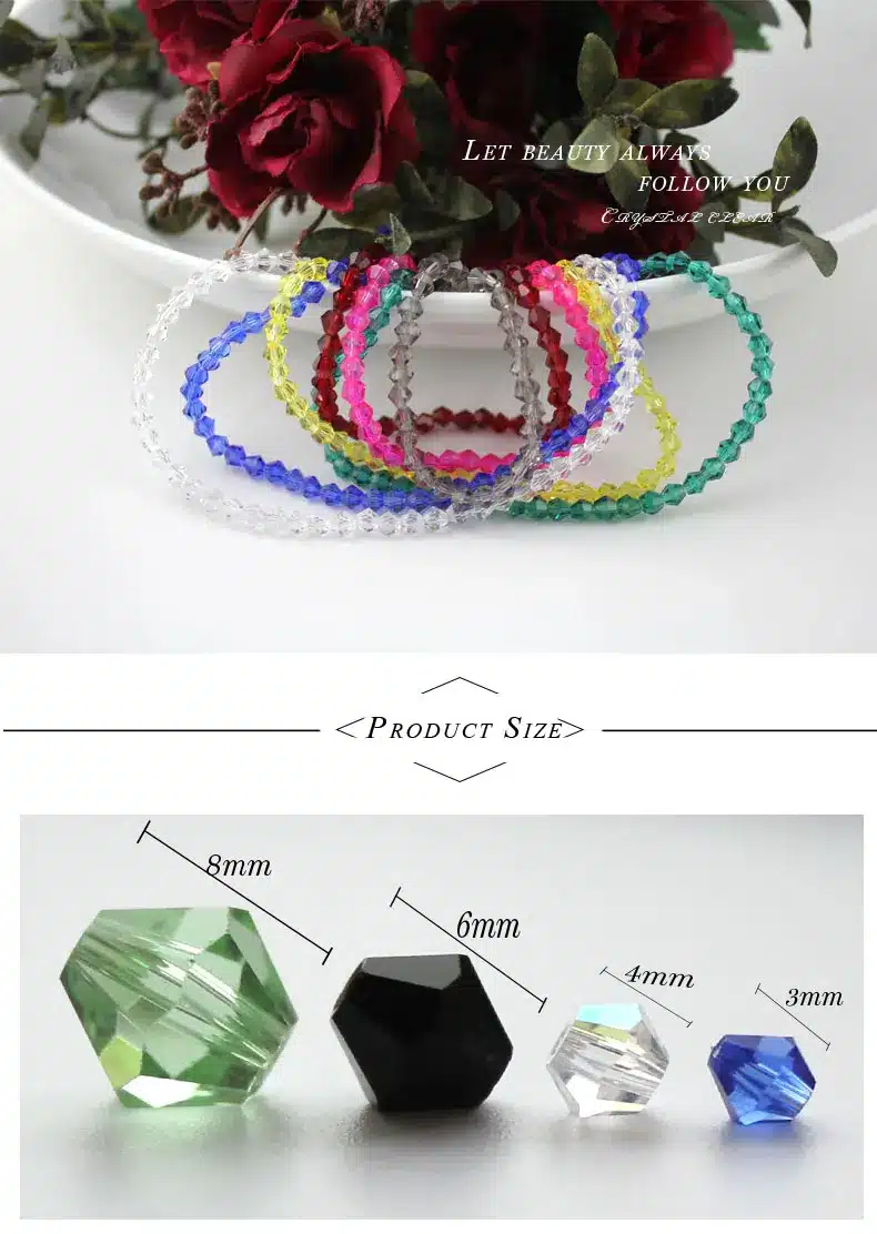 Buy 1 and get 1 free 100pcs Colorful 4mm Bicone Crystal Beads Glass Beads Loose Spacer Beads bracelet Jewelry Making Accessories 14