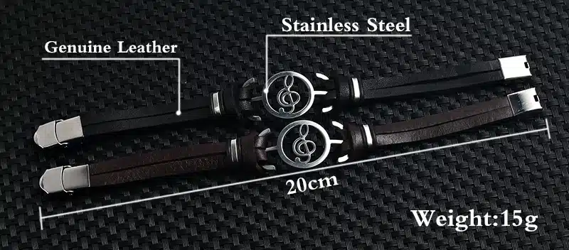 Musical Bracelet 2017 new fashion Design stainless steel Genuine Leather Bracelets For Women Men Charm Jewelry Bangle pulseira 40