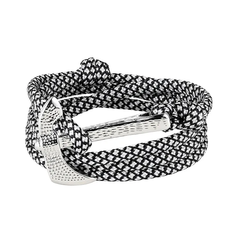 Hot Fashion Jewelry Multilayer Risers Scrub Black Alloy Anchor Bracelet Men Leather Bracelet for Women&Men friendship bracelets 7