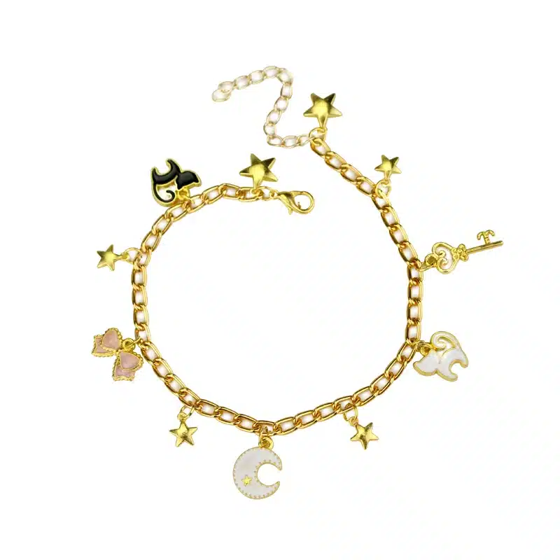 2New Sailor Moon Shielded Star Crystal Bracelet & Bangle with Enamel Stars,Pentacle Charms Anime Cosplay Jewelry for Girls/Women 13