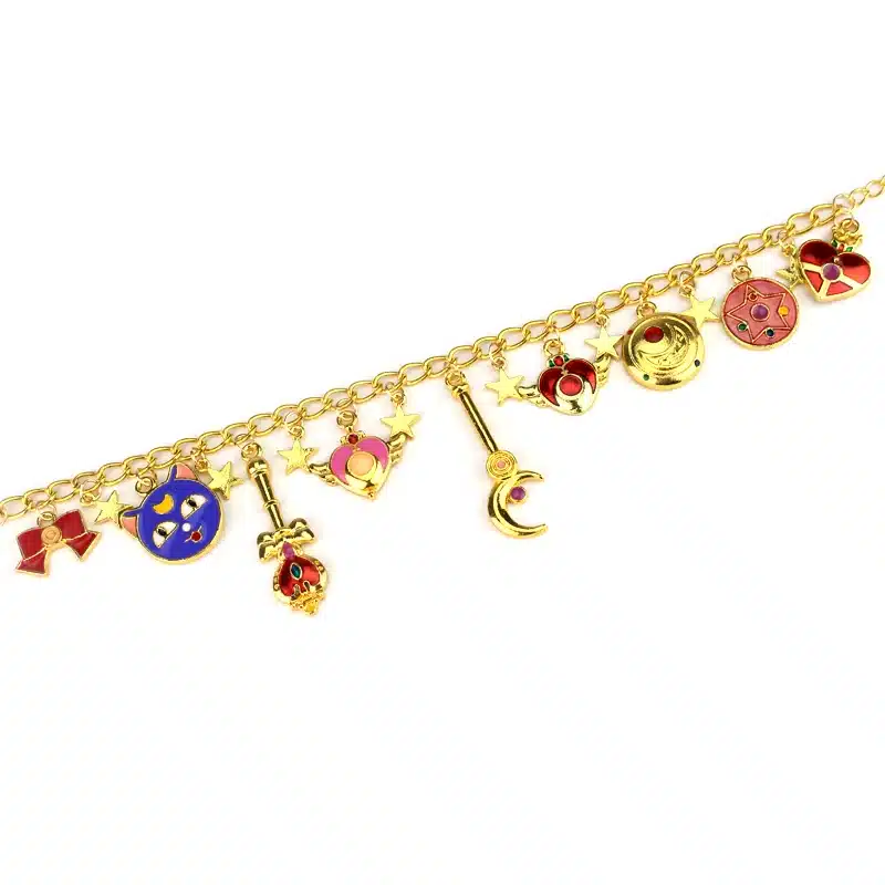 2New Sailor Moon Shielded Star Crystal Bracelet & Bangle with Enamel Stars,Pentacle Charms Anime Cosplay Jewelry for Girls/Women 20